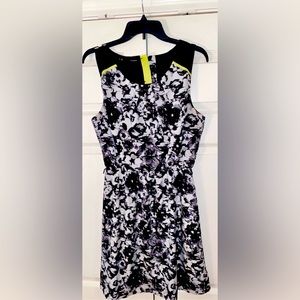 Beautiful Black and Yellow Accented Formal Midi Dress